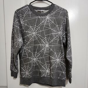 Gray Spider Web Patterned Women's Sweater